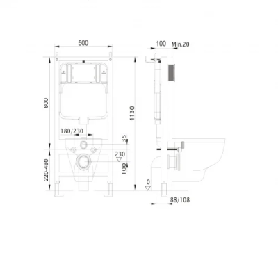 SET AQUATEK ЛИБЕРТИ-017 4в1 (рама AQUATEK Standard INS-0000012 + крепеж KKI-0000002 + клавиша KDI-0000017 + унитаз ЛИБЕРТИ AQ1999T-00 с тонким сиденьем sc)