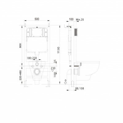 SET AQUATEK ЕВРОПА-012 4в1 (рама AQUATEK Standard INS-0000012 с клавишей KDI-0000012 и крепежом KKI-0000002 + унитаз AQ1901-00 с тонким сиденьем sc)
