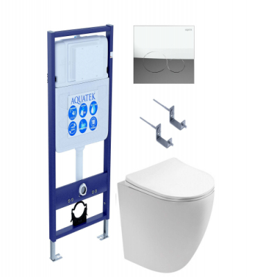 SET AQUATEK ЕВРОПА T-17-KDI72 (рама AQUATEK INS-0000017 +клавиша KDI-0000072 +крепеж KKI-0000002 +унитаз ЕВРОПА AQ1900T-00 с тонким сиденьем sc)