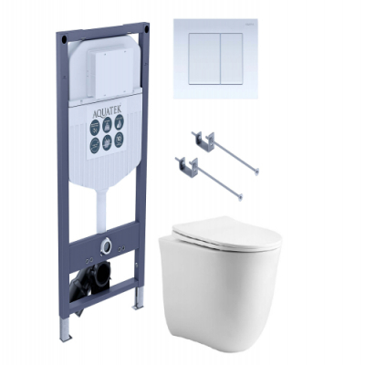SET КЛАССИК cm-INS23-009 4в1 (рама AQUATEK INS-0000023 +крепеж KKI-0000001 +кнопка KDI-0000009 +унитаз AQ1112-00 с крышкой sc)