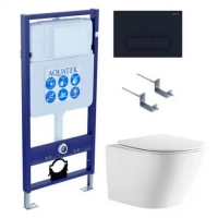SET AQUATEK ЛИБЕРТИ-017 4в1 (рама AQUATEK Standard INS-0000012 + крепеж KKI-0000002 + клавиша KDI-0000017 + унитаз ЛИБЕРТИ AQ1999T-00 с тонким сиденьем sc)